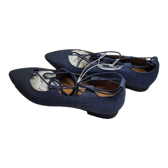 Mossimo Pointed Lace-Up Denim Blue Ballet Flats Size 6.5 - Picture 5 of 7